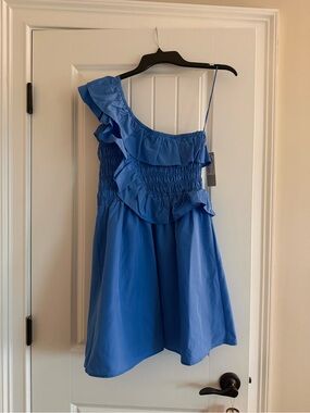 Lizard Thicket Royal Blue One-Shoulder Ruffle Mini Dress